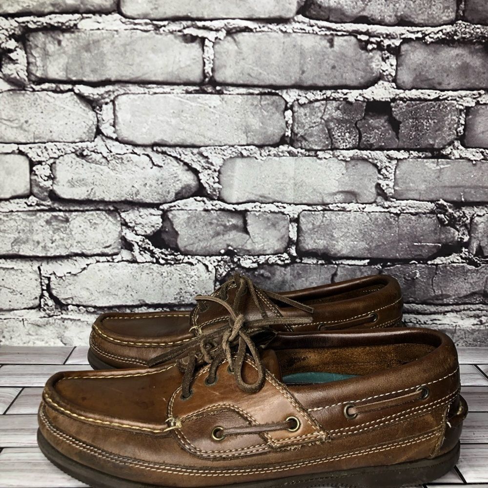New Terrain Goodyear Brown Genuine Leather Boat Lace Casual Shoes Men Sz 8.5D US - Picture 11 of 15